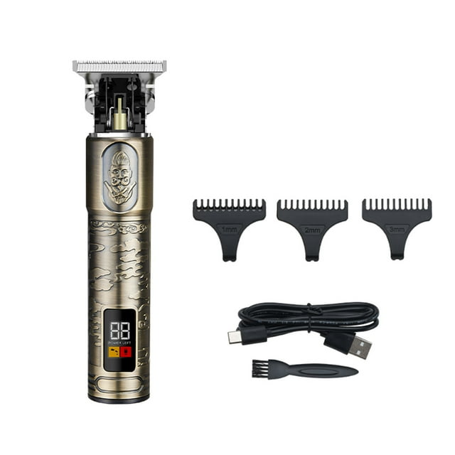 USB Electric Hair Barber LCD Display Hair Clippers Beard Trimmer Household Hair Trimmer Set Salon Haircut Machine IPX4 Waterproof USB Charging with 3 Clipping Brushes