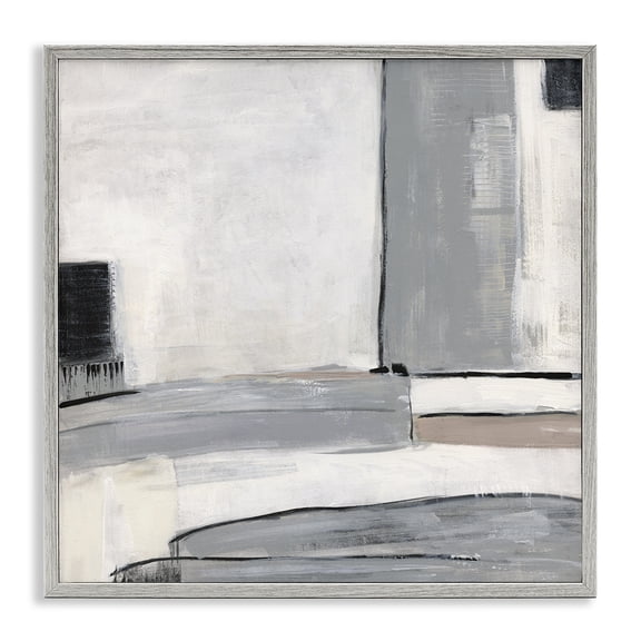 Stupell Industries Contemporary Abstract Grey Geometric Shapes Gray Framed Giclee Art, 17 x 17, by Sally Swatland