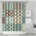 thumbnail image 2 of Extra Long Boho Shower Curtain 72x84 Inches - Vintage Floral & Tropical Leaves Pattern, Waterproof Bohemian Bathroom Decor with 12 Hooks, Tribal Rustic Style, 2 of 5