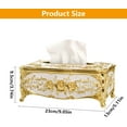 thumbnail image 2 of Gold Tissue Box Cover: Plastic Paper Napkin Holder, Rectangular Luxurious Elegant Rose Design Tissues Boxes, Home Decor for Bathroom, Bedroom, Living Room, Office (Black), 2 of 8