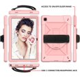 thumbnail image 3 of Dteck for Samsung Galaxy Tab A7 10.4" T500 T505 (2020 Released),Shockproof Three-Layer Multi-functional Case Heavy Duty Protector Rubber Hard Back Kickstand Hand Strap Cover,Rosegold, 3 of 6