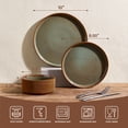 thumbnail image 4 of Famiware 12-Piece Stoneware Dinnerware Set, Microwave & Dishwasher Safe - Service for 4, Moss & Cocoa, 4 of 8