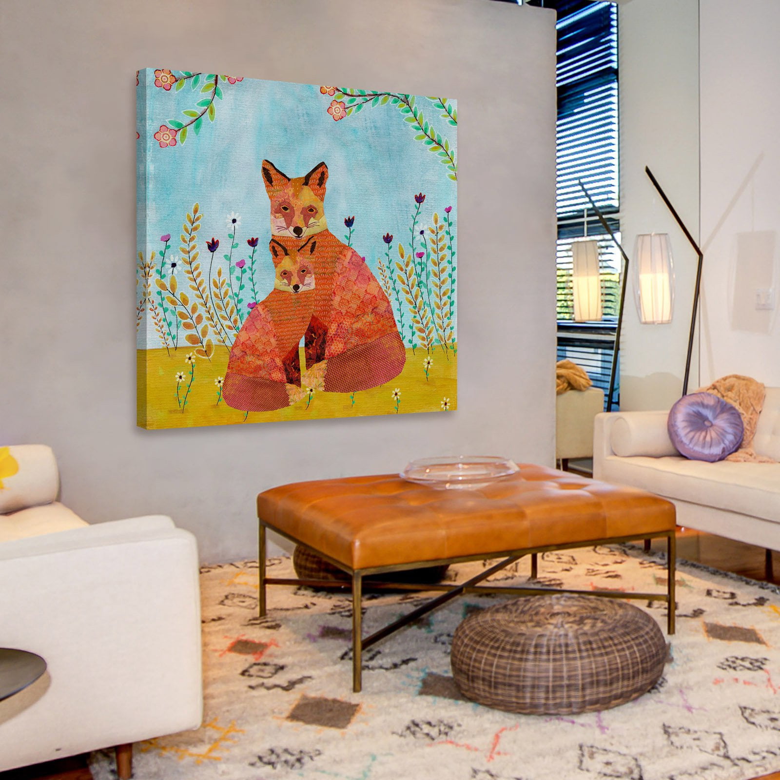 Marmont Hill "Autumn Foxes" by Sascalia Painting Print on Wrapped Canvas