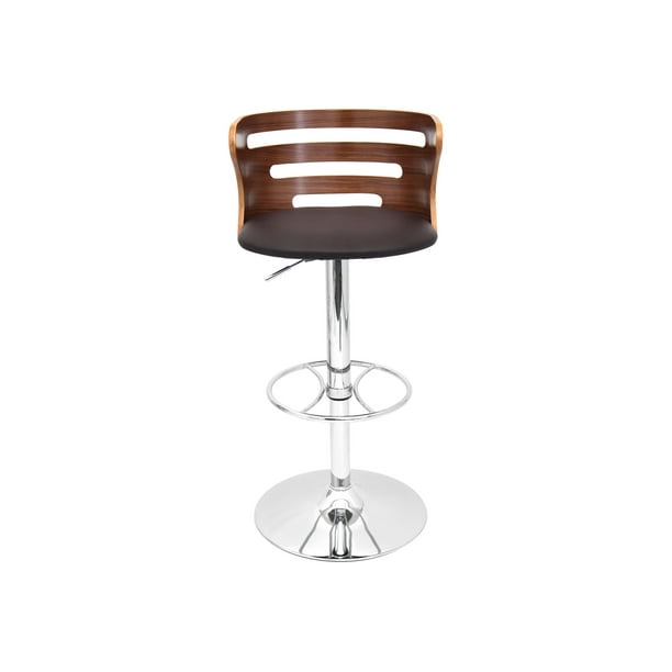 LumiSource Cosi Bar Stool chrome, leatherette, bentwood brown