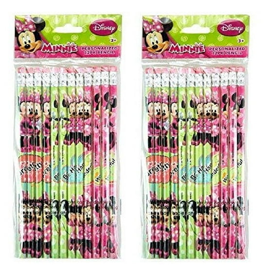 Party Favors Disney Minnie Mouse 24pk Pencils in Poly Bag with Header- 2 DZ
