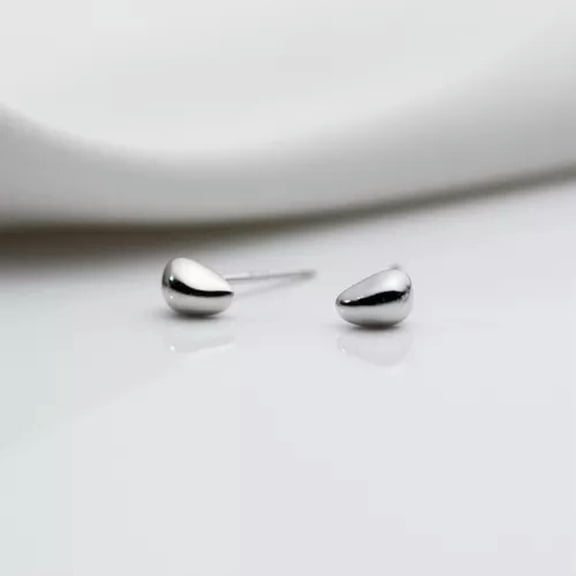 EOEMY 925 Sterling Silver Teardrop Bean Stud Earrings Womens Jewellery-5mm