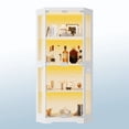 thumbnail image 1 of 4-Shelf Corner Glass Display Cabinet, Motion Activated 3-Color LED Lighting with Charging Ports, Modern Storage Showcase for Home Living Room Decor, 1 of 7