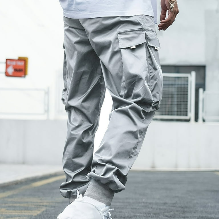 パンツ lig. wie cargo pants cllios Mens Solid Cargo Pants Elastic Waisted Drawstring
