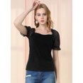 thumbnail image 2 of Unique Bargains Blouse Élégante à Manches Bouffantes pour Femmes, Col Carré, 2 of 6