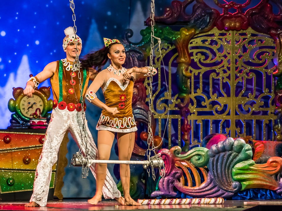 Christmas Show Acrobats Cirque Du Soleil12 Inch BY 18 Inch Laminated