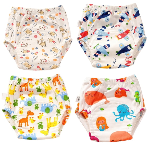 4 Pack Soft Cotton Potty Training Underwear- Absorbent Underwear for Boys & Girls,Washable Absorbent with Characters, Available in 2T/3T/4T