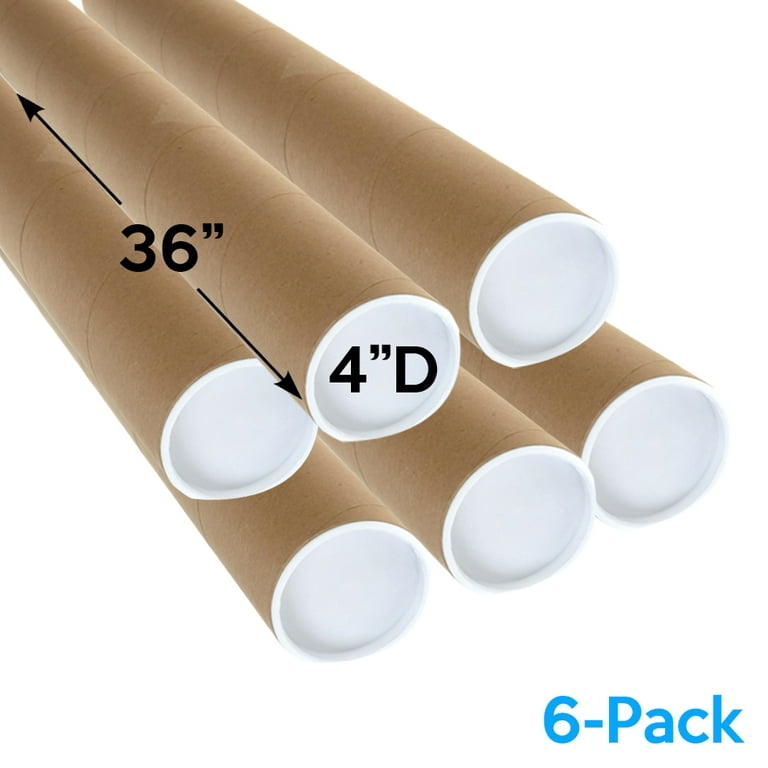 Tubeequeen Kraft Mailing Tubes with End Caps | Art Shipping Tubes 4-inch x  36-inch Usable Length (50 Pack)