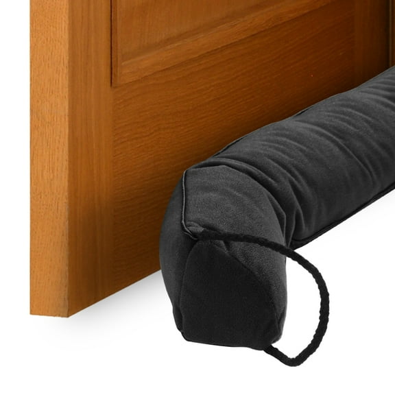 Door Sweep for Bottom of Door, 28" x 3" Door Draft Stopper with Hanging Loops, Black