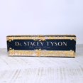 thumbnail image 2 of Artblox Office Desk Name Plate Personalized | Custom Name Plates for Desks | Leaf Gold Design On Clear Acrylic Glass | Office Desk Decor - (8" x 2.5"), 2 of 6