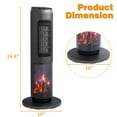 thumbnail image 4 of 25" Tower Space Heater with 3D Flame, 1500W Portable Electric Heater with Thermostat, 60° Oscillation, Timer, Remote Control, for Indoor Bedroom Office Home, Black, 4 of 15