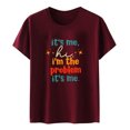 thumbnail image 1 of Gibobby Blusa de Trabajo de Manga Corta Camiseta It's Me Hi Im The Problem It's Me para mujer, camisa para amantes la música, traje concierto campestre, pa(Rojo,XL), 1 of 2