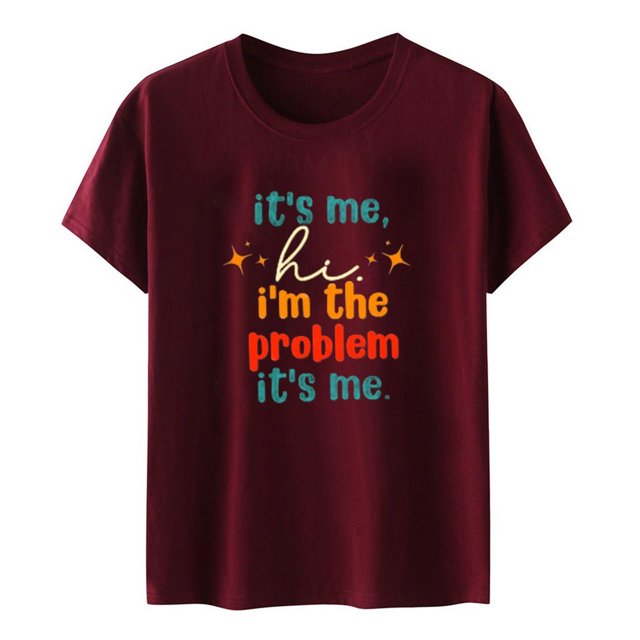 Gibobby Blusa de Trabajo de Manga Corta Camiseta It's Me Hi Im The Problem It's Me para mujer, camisa para amantes la música, traje concierto campestre, pa(Rojo,XL)