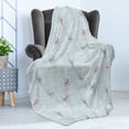 thumbnail image 4 of Deer Soft Flannel Fleece Blanket, Winter Forest Background with Reindeer Abstract Fir Tree Pattern Snowy Nature, Cozy Plush for Indoor and Outdoor Use, 50" x 60", Bluegrey Dried Rose, by Ambesonne, 4 of 5