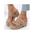 thumbnail image 6 of Frontwalk Ladies Wedge Sandals Backless Slides Strappy Espadrille Sandal Walking Comfort Platform Shoe Womens Slip On Casual Shoes Apricot 8.5, 6 of 9