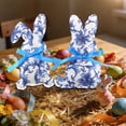thumbnail image 4 of Decorations Blue and White Porcelain Fabric Rabbit Ornament, Easter Decoration for Holiday Party Table Centerpiece Rkxzt, 4 of 8
