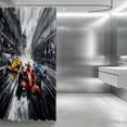 thumbnail image 3 of Erosebridal Formula Car Shower Curtain 72Wx72L, Race Track Bathroom Curtain, Black White Track, 3 of 5