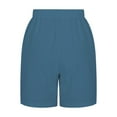 thumbnail image 5 of Iugvhana Womens Casual Soft Cotton and Linen Shorts Lightweight Solid Color Drawstring Elastic Waist Knee Length Lightweight Comfy Short Pants with Pockets Navy XL, 5 of 6