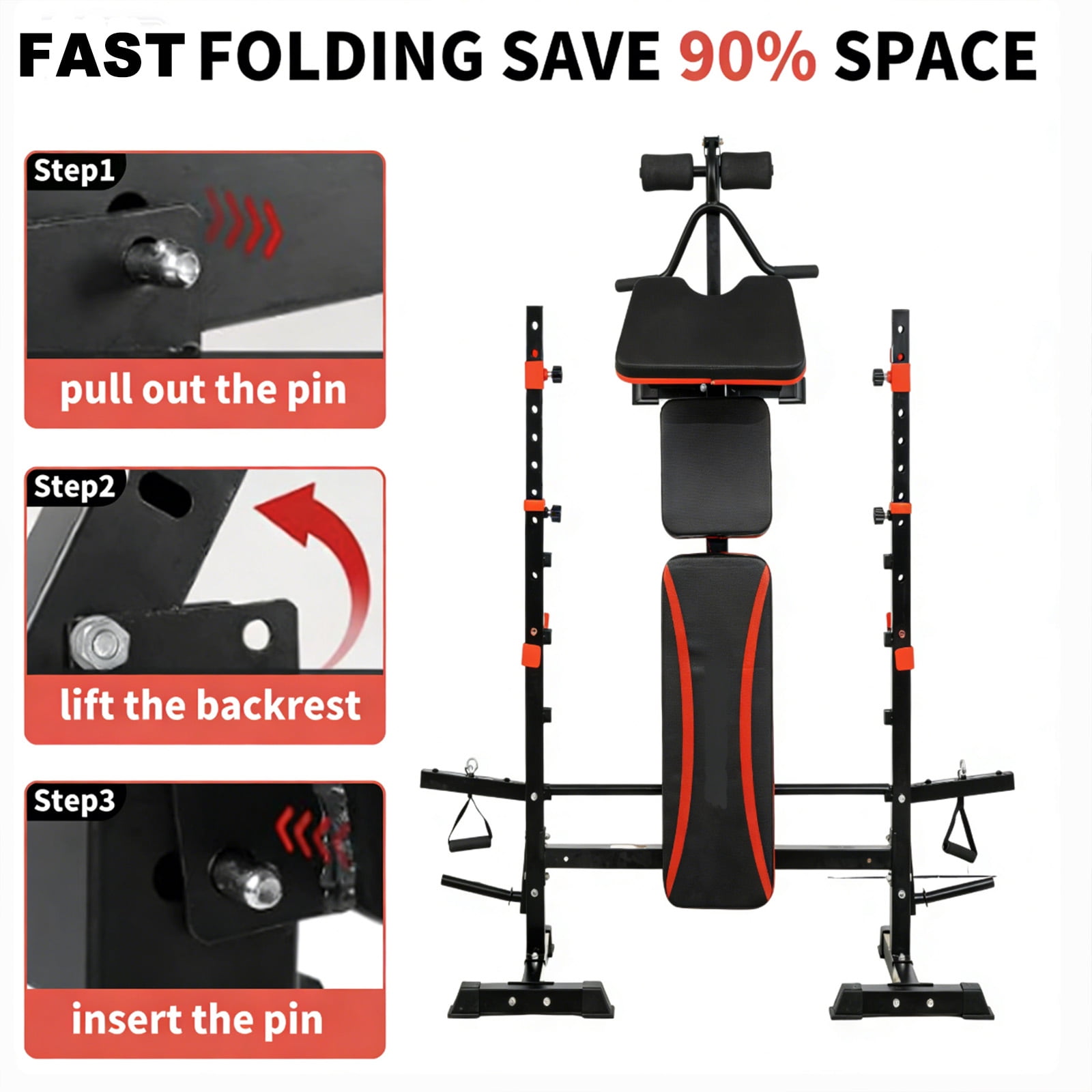 6 in 1 Olympic Weight Bench Set , Adjustable Bench Press with Squat Stand and Leg Developer for Home Gym Full Body Workout