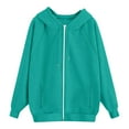 thumbnail image 3 of Duoif Womens Zip up Hoodies, Oversized Round Neck Sweatshirt - Women's Fall Winter Top Sweatshirt for Women Mint Green M, 3 of 9