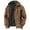 a-Brown340101, variant on VNKIDY Men's Coat Autumn Winter Solid Color Canvas Plush Lined Hooded Jacket With Pockets Long Sleeve Zipper Warm Style Coat For Casual Daily Streetwear Activities Cozy Outerwear