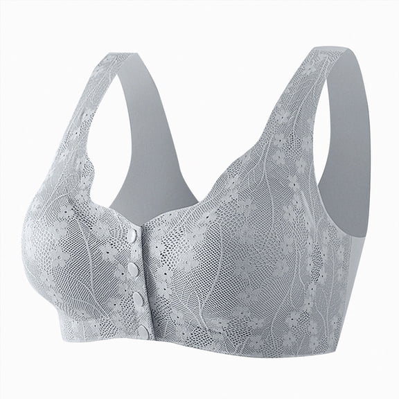 NIEWTR Ladies Bras Bras for Women No Underwire Comfortable Full Coverage Front Closure Bralettes Wireless Wirefree Everyday Bras(Grey,L)