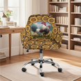 thumbnail image 2 of Whosucclay Rooster Chicken Sunflower Leopard Print Curved Back Chair Covers with Arms Stretch Dining Chair Slipcovers Stain Resistant Swivel Armchair Cover Protector for Kitchen, Party, Banquet Decor, 2 of 7