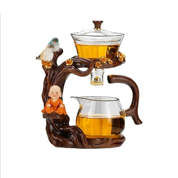 Teapot, teapot with strainer, heat-resistant lazy kungfu tea set, magnetic teapot, semi-automatic glass tea set, kungfu tea set, for loose tea office tea