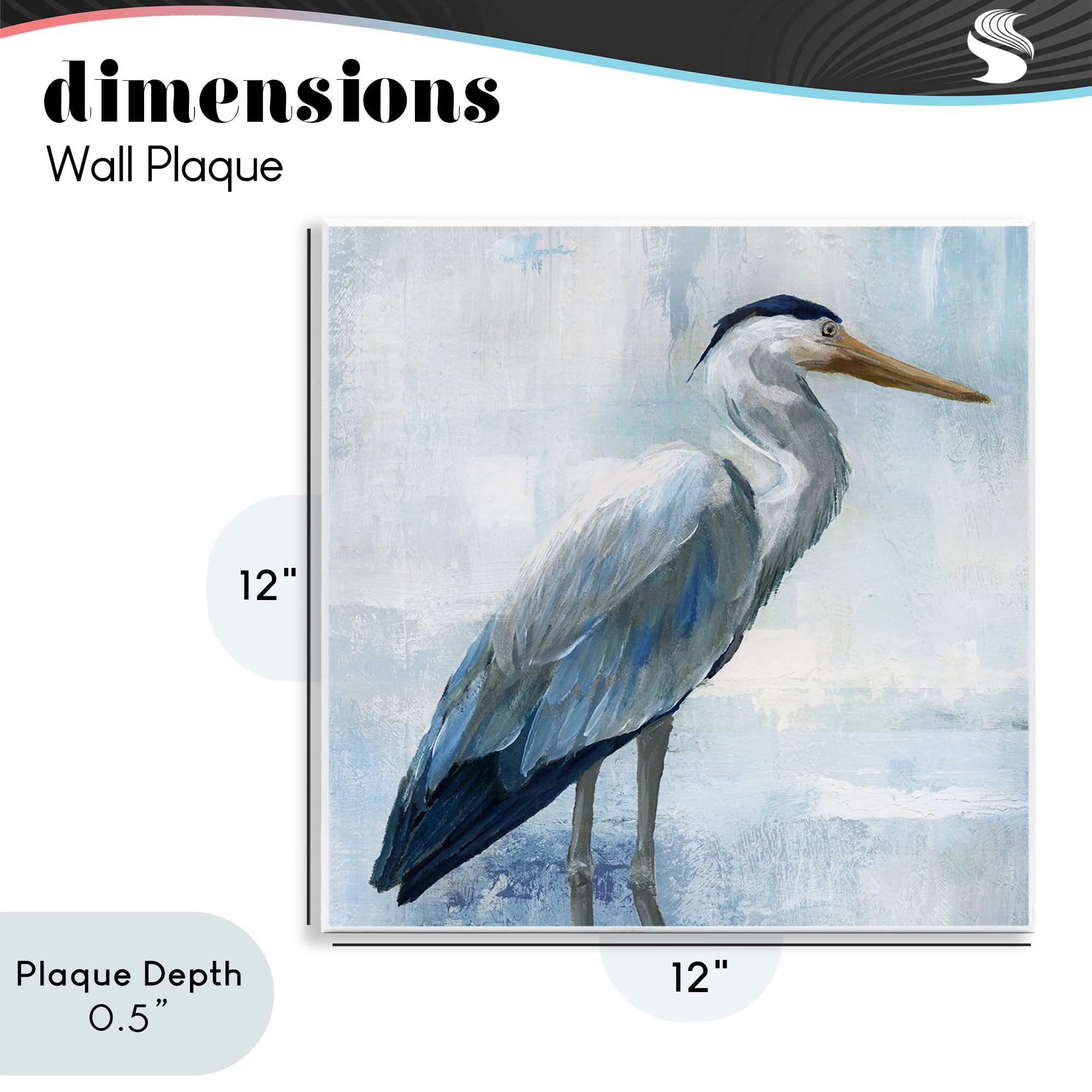 Stupell Industries Serene Blue Heron In Aqua Wall Plaque Art, design by Nan
