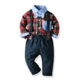 thumbnail image 2 of Splozh Baby Boy Clothes Baby Boy Suits Toddler Boy Clothes Baby Boy Clothes Baby Plaid Shirt Suspender Pants Set Outfit Red,12-18 Months, 2 of 8
