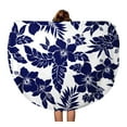 thumbnail image 1 of SIDONKU 60 inch Round Beach Towel Blanket Simple Tropical Flower Pattern Drawing Hibiscus Leaf Floral Aloha Travel Circle Circular Towels Mat Tapestry Beach Throw, 1 of 2