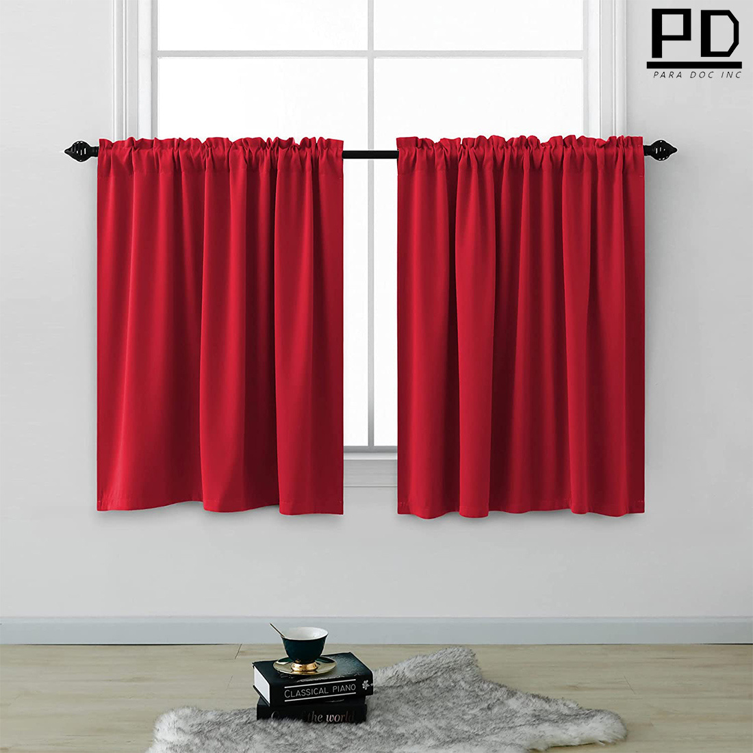 Red Kitchen Curtains 24 Inch Length