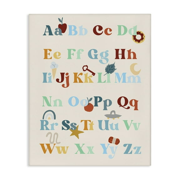 Stupell Industries Boy's Alphabet Chart Novelty Painting Gallery Wrapped Canvas Art Print Wall Art, 16 x 20