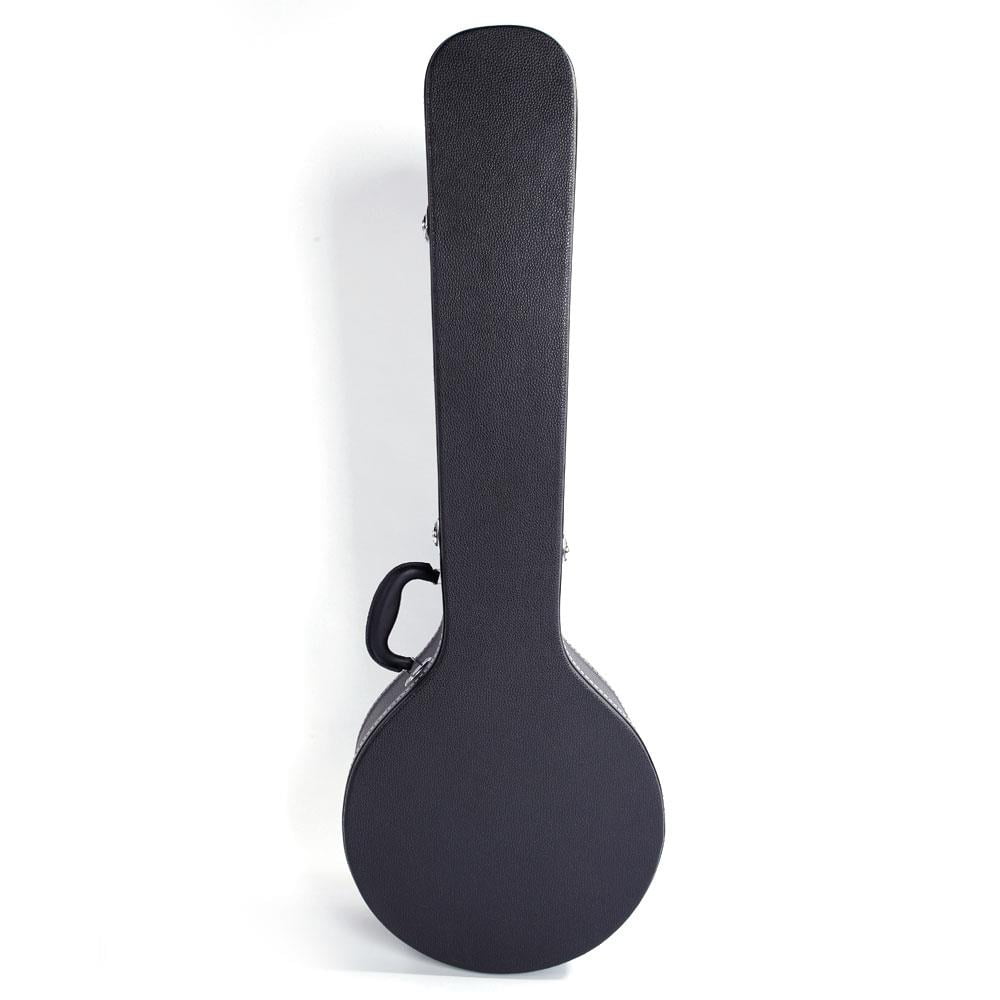Glarry F-Style Mandolin Hard Shell Case - Leather & Wood Construction, Plush Interior, Microgroove Pattern