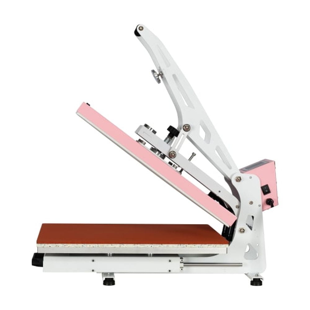 Semi-automatic Heat Press Machine with Auto Open & Slide-out Base, 16" x 24" Heat Plate, Pink + White
