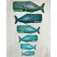 thumbnail image 2 of Fab Funky 12x14 Black Ornate Wood Framed with Double Matting Museum Art Print Titled - Whale Family Green on White, 2 of 4