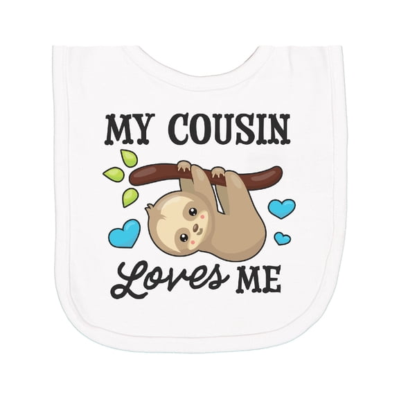 Inktastic My Cousin Loves Me with Sloth and Hearts Newborn Bib