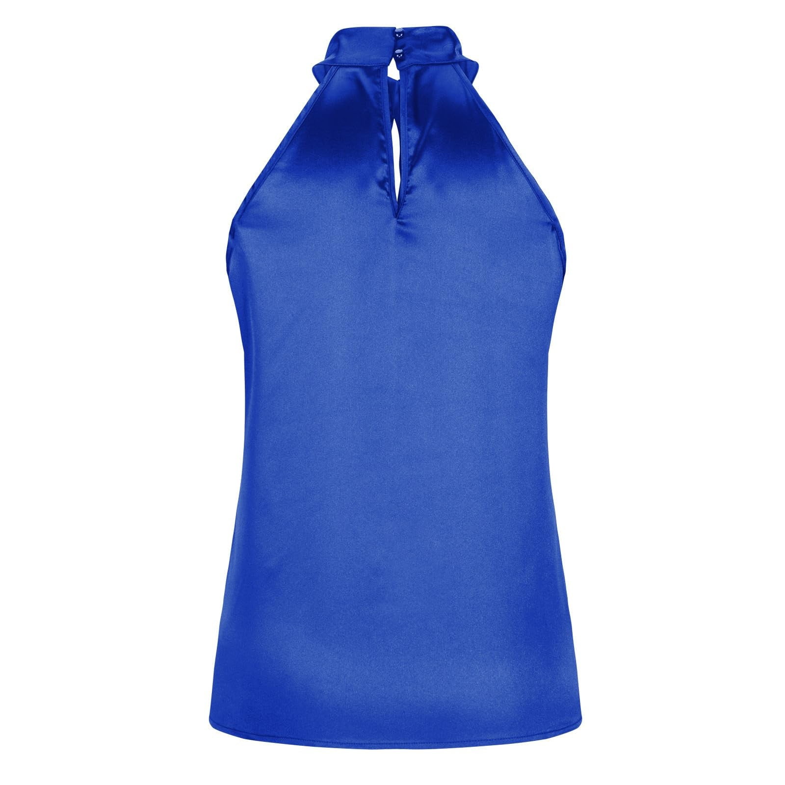 Women's Silk Satin Tops - Elegant Front Sleeveless Satin Blouse