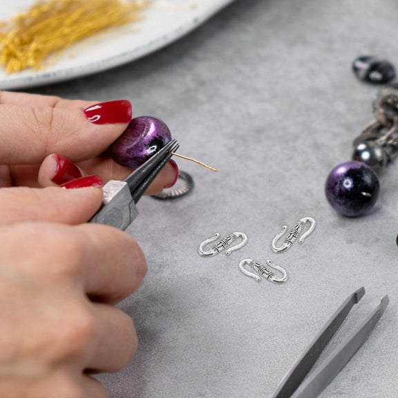 BESTONZON 20Pcs Retro Style Silver Toggle Clasp for Necklace and Bracelet