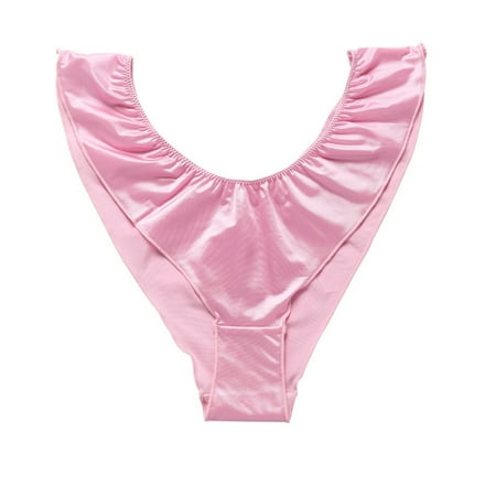 

Elastic Color Ding Panties Female Low Waist European And American Foreign Trade Silky Satin Cotton Crotch Breathable Briefs 5 Pack