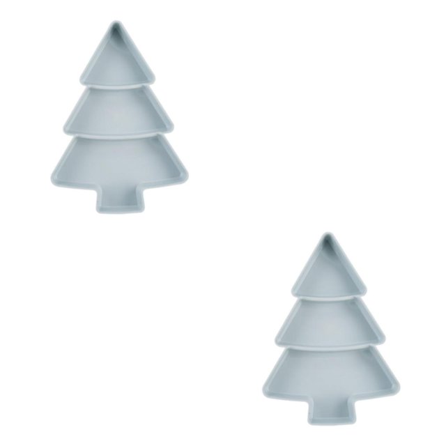 Transemion Durable Plastic Divided Serving Dish For Long-lasting Christmas Tree Shaped Snack Serving Tray Christmas Tree Snack Tray light green 2Set
