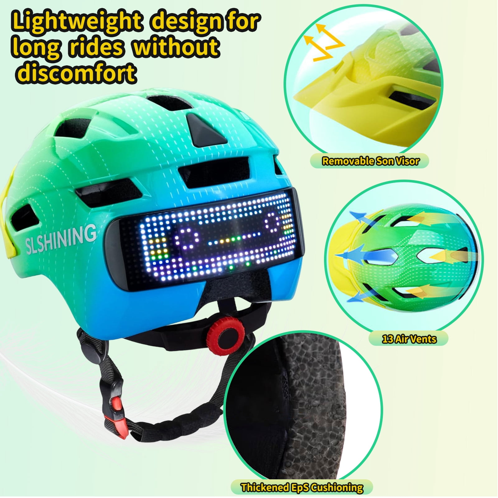 Kids Bicycle Helmet with Upgrade LED Display & Turning Stop Signals Light