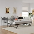 thumbnail image 5 of Twin Daybed with Pop-Up Trundle, Metal Frame with Stylish Headboard, Heavy Duty Steel Slats Platform, Convertible Sofa Bed for Living Room, Guest Room & Bedroom, Black, 5 of 8