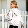 thumbnail image 4 of Zip Up Hoodie for Girls Polka Dot Print Long Sleeve Sweatshirt Hooded Jacket Front Pockets Trendy Fall Winter Casual Loose Fit Top, 4 of 6