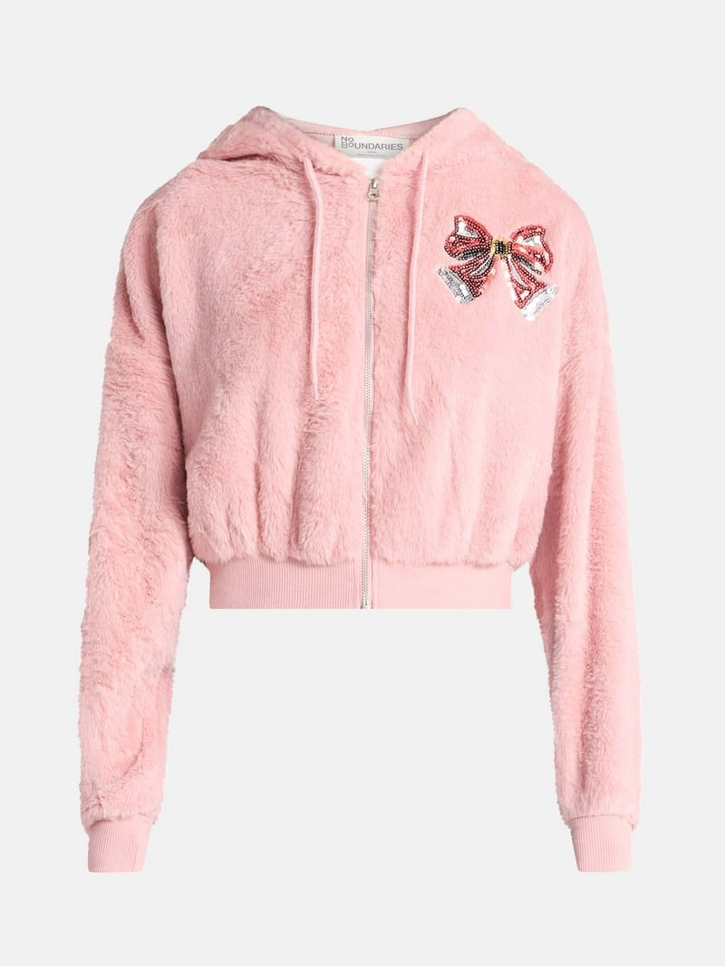 No Boundaries Christmas Plush Jacket, Women's & Women's Plus