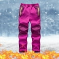 thumbnail image 2 of Zwiiyzr 2024 5-16Y Kids Boys Girls Snow Pants Fleece Lined Fleece Solid Color Keep Warm Windbreak Water Proof Outdoor Hiking Ski Pants Hot Pink, 2 of 5